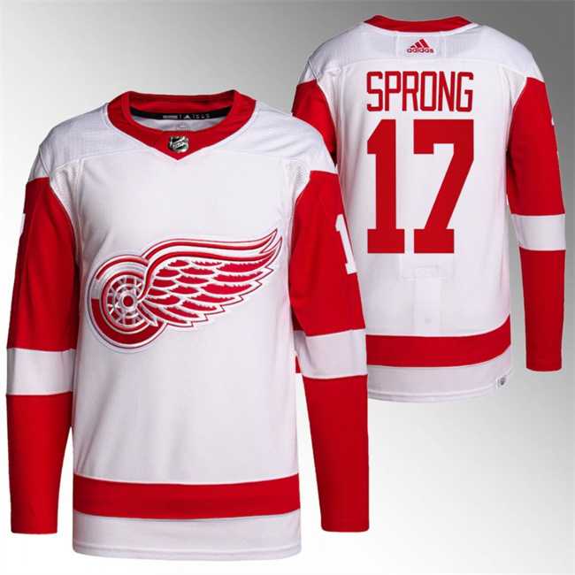 Mens Detroit Red Wings #17 Daniel Sprong White Stitched Jersey Dzhi